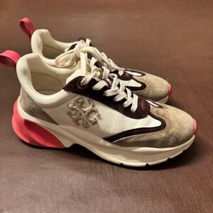 Tory Burch Good Luck Trainer Pink/Ivory/Taupe 7.5